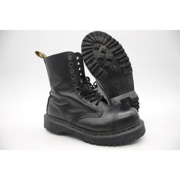 Dr. Martens Shoes - Dr. Martens Boot Women's Size 5 Black Leather Steel Toe Combat Military Lug Sole